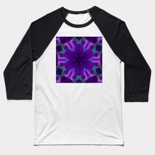 Obsidian Order Purple and Green Geometric Flower Pattern Baseball T-Shirt